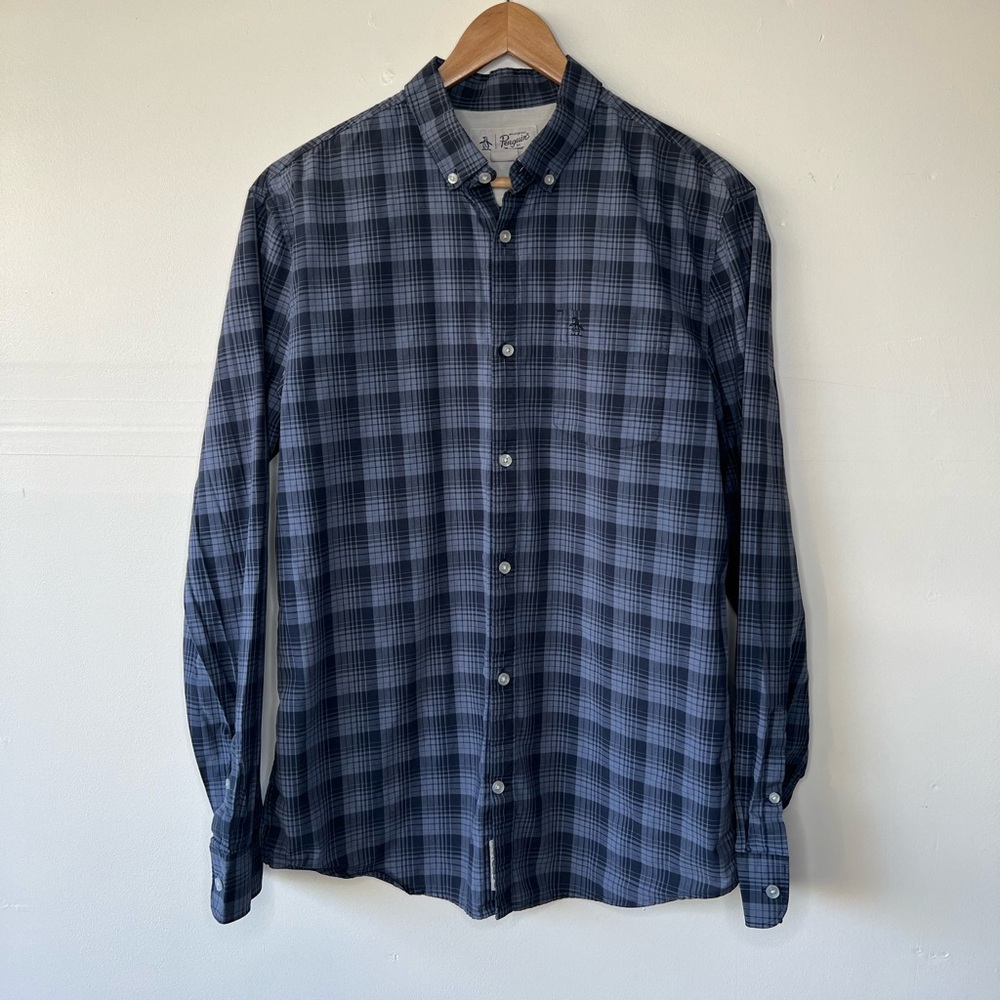 Penguin Blue Plaid Shirt, L